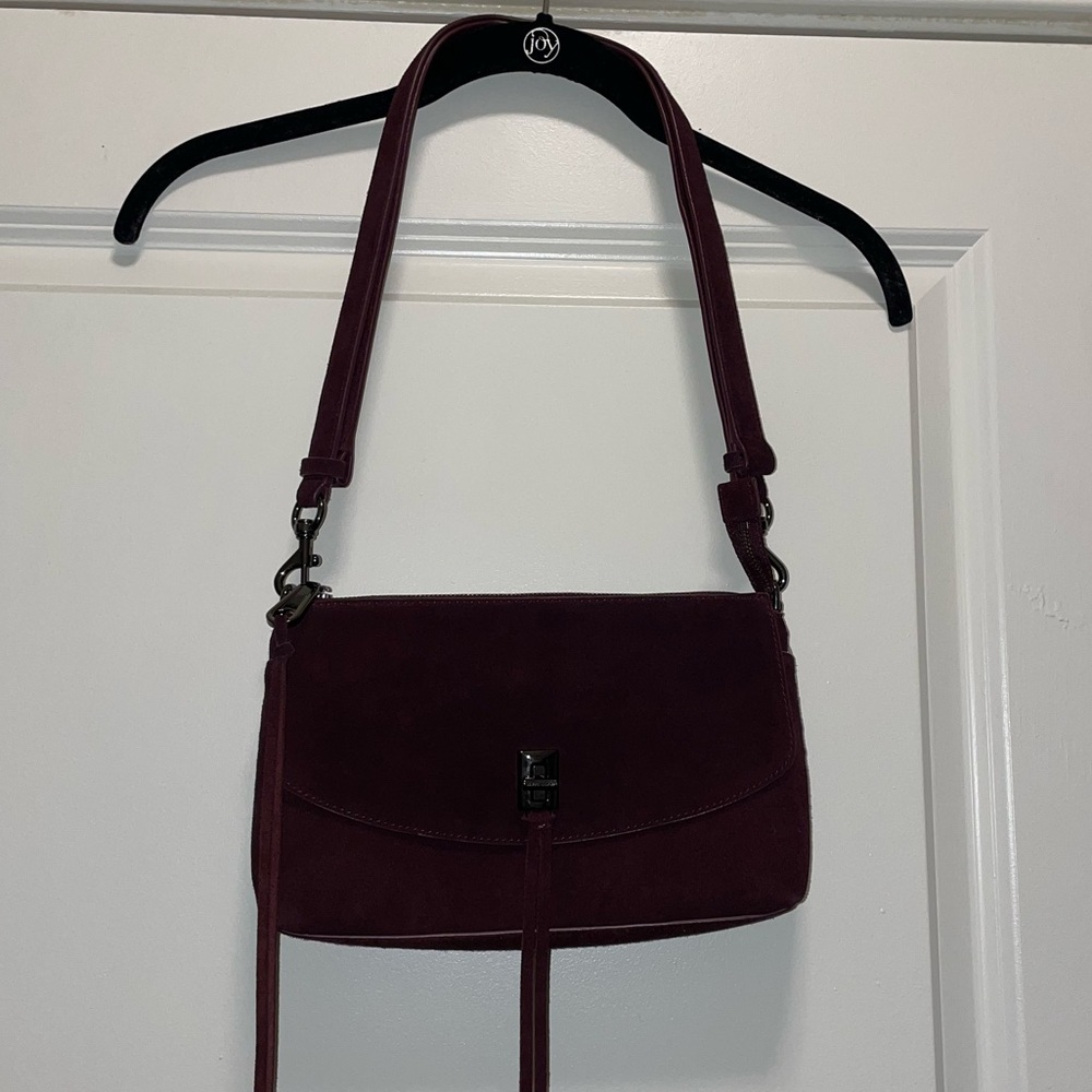 REBECCA MINKOFF Darren Zip Top Adjustable Shoulder/Crossbody Bag CURRANT/Silver